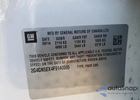 2015 Buick Regal Premium from USA, damaged, VIN 2G4GN5EX4F9140095